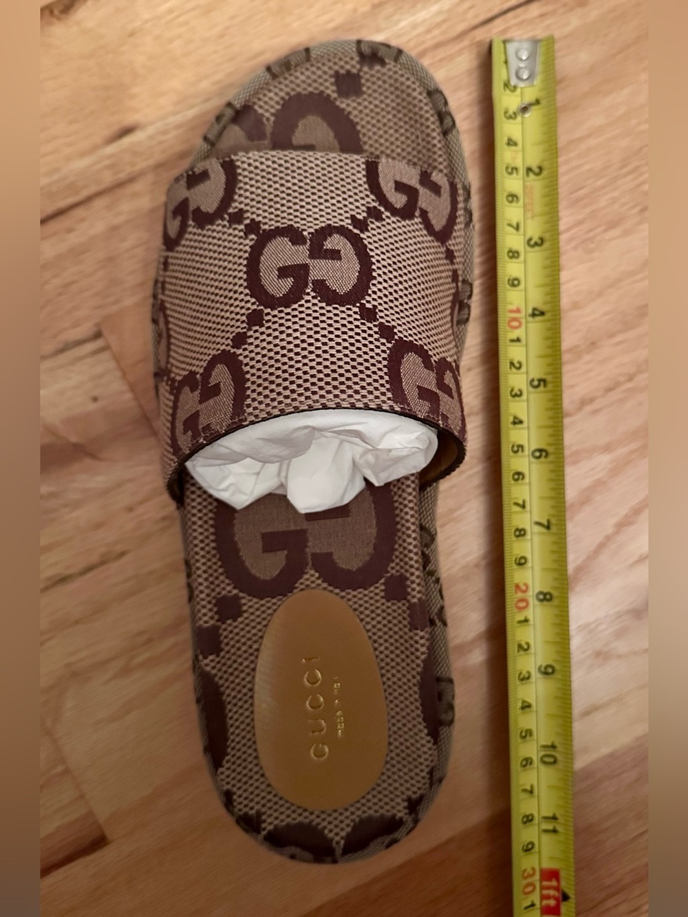 Gucci Camel Ebony GG Canvas Slide Sandals - Picture 7 of 7